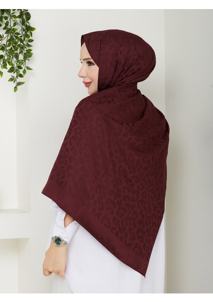 Bordo Leopar Jakarlı Şal – 75X185 cm modelleri