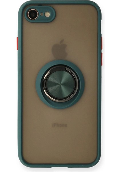 iPhone 7 Kılıf Montreal Yüzüklü Silikon Kapak - Yeşil