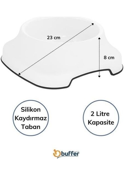 Silikon Kaydırmaz Taban Plastik Kedi ve Köpek Mama ve Su Kabı 2 L modelleri