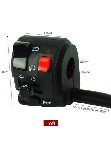 Evrensel Motosiklet Modifiyeli Gidon Kontrol Anahtarı 7/8 Inç / 22 mm Gidon Anahtarı Dönüş Sinyali Sis Lambası Başlatma (Yurt Dışından) indirimleri
