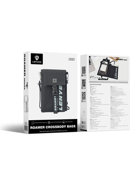 LB582 Roamer Seri Omuz Askılı Çanta Çok Amaçlı Su Geçirmez Polyester Kumaş Ayarlanabilir Gri