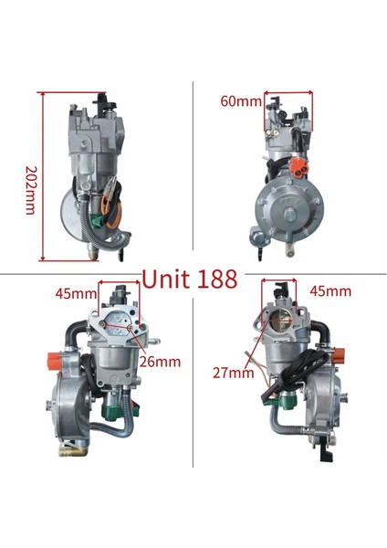 Honda GX390 Yüksek Kaliteli 188F 190F Karbüratör Için Yükseltilmiş Çift Yakıtlı Karbüratör 5-8kw Jeneratör Lpg/ng (Yurt Dışından) fiyatları