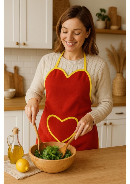 Amor Kalpli Havlu Mutfak Önlüğü – Ayarlanabilir Askılı