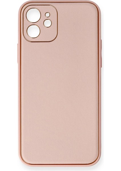iPhone 12 Kılıf Coco Deri Silikon Kapak - Pembe