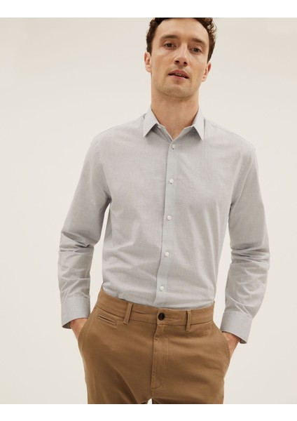 Saf Pamuklu Uzun Kollu Gömlek modelleri