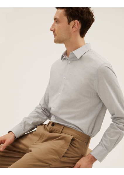 Saf Pamuklu Uzun Kollu Gömlek indirimleri