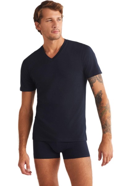 Antonio Lacivert V Yaka Atlet T-Shirt fiyatları