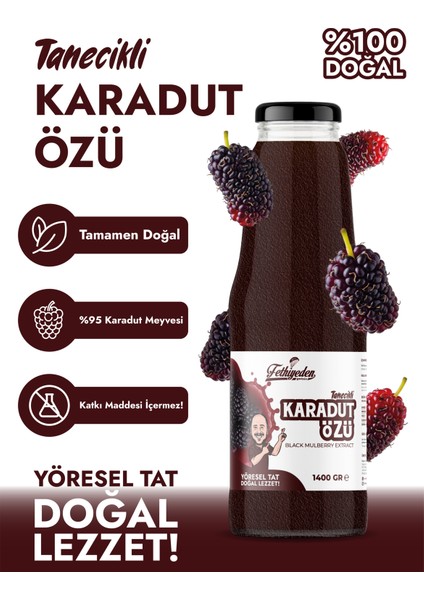 Doğal Katkısız Organik Taneli Karadut Özü 1350GR