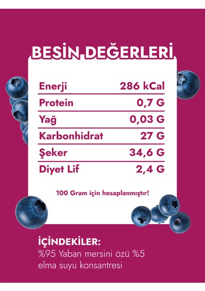 Tanecikli Yaban Mersini Özü 1400 gr fiyatları