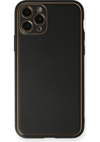 iPhone 11 Pro Max Kılıf Coco Deri Silikon Kapak - Siyah