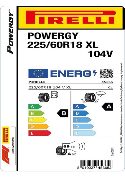 225/60 R18 104V Xl Powergy Oto Yaz Lastiği (Üretim Yılı: 2025) fiyatları
