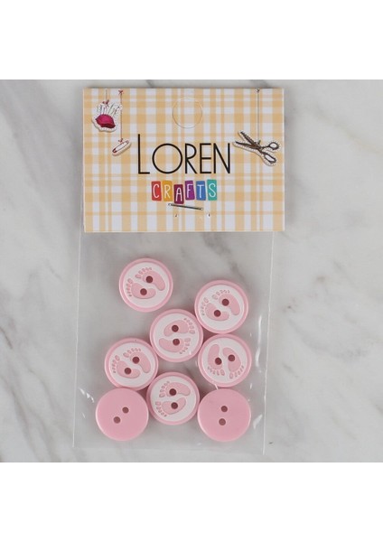 Loren Crafts Pembe 8 Li Ayak Izi Düğme - 435