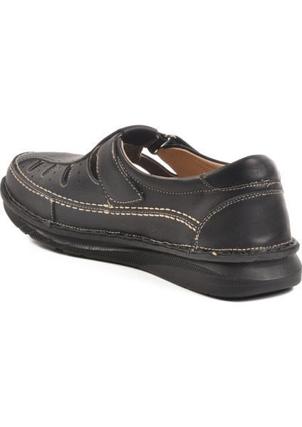 Siyah Hakiki Deri Erkek Cırtlı Casual Ayakkabı 2623 M fırsatları