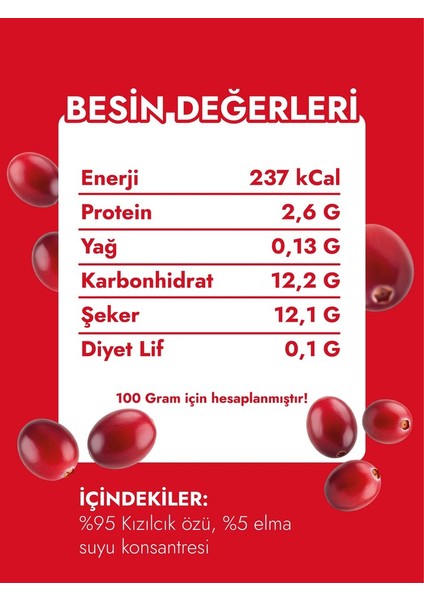Tanecikli Kızılcık Özü – 1400 gr fiyatları
