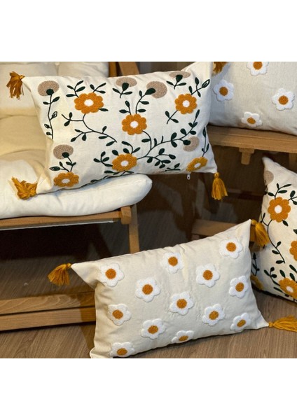 4’lü Punch Işlemeli Nakışlı Çiçek Desenli Dekoratif Kırlent Kılıfı Panç fiyatları