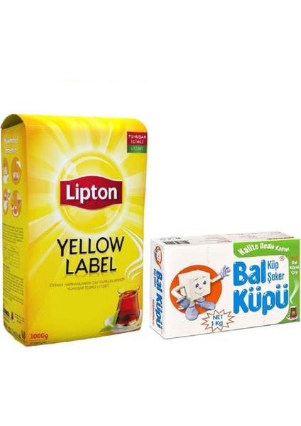 Yellow Label Dökme Siyah Çay 1000 gr + Balküpü Kesme Şeker 1000 gr