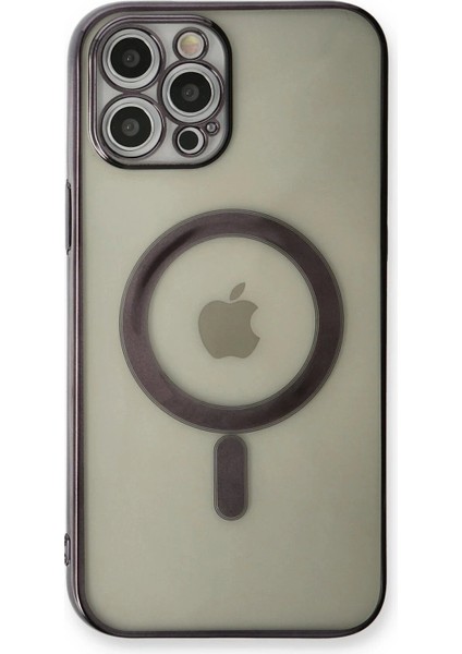 iPhone 12 Pro Max Kılıf Magneticsafe Lazer Silikon - Siyah modelleri