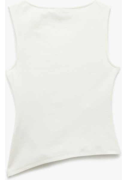 Yeni Sezon Kayık Yaka Kolsuz Slim Fit Asimetrik Bluz fiyatları