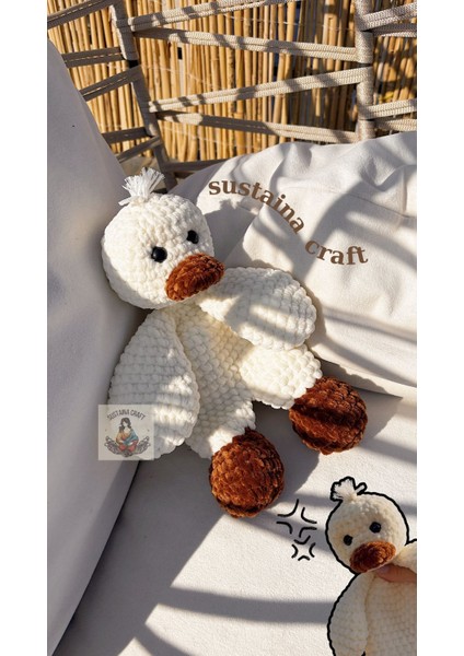 Örgü Peluş Ördek, Amigurumi Oyuncak Ördek, Bebek ve Çocuklar İçin Yumuşak Oyuncak, Ördek Uyku Arkadaşı