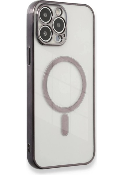 iPhone 13 Pro Max Kılıf Magneticsafe Lazer Silikon - Siyah