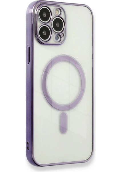 iPhone 13 Pro Max Kılıf Magneticsafe Lazer Silikon - Mor