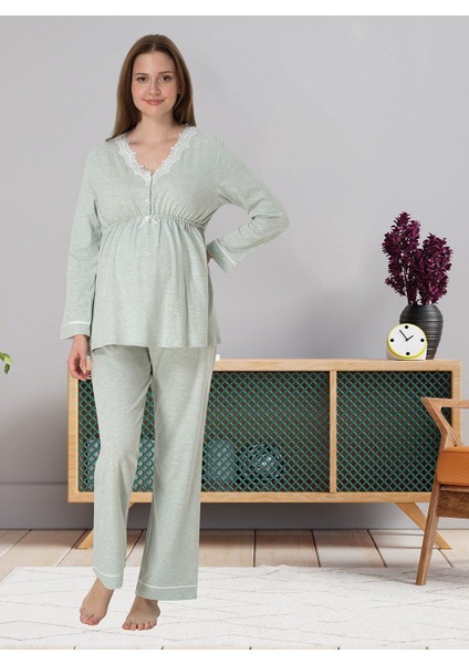Dvina Effortt Lohusa Pijama Takımı Yeşil - 3052