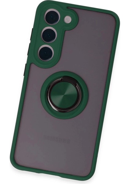 Samsung Galaxy S23 Kılıf Montreal Yüzüklü Silikon Kapak - Yeşil modelleri