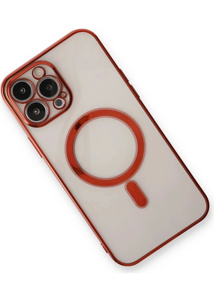 iPhone 13 Pro Max Kılıf Magneticsafe Lazer Silikon - Kırmızı modelleri