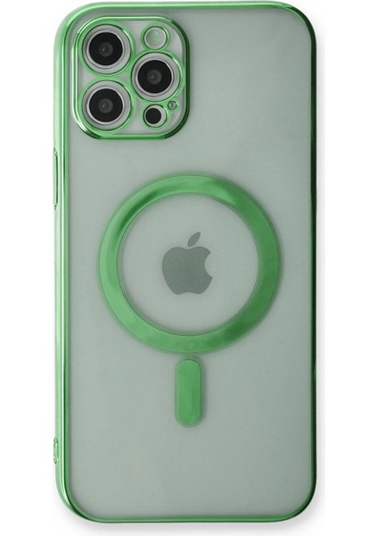iPhone 12 Pro Kılıf Magneticsafe Lazer Silikon - Haki Yeşil modelleri