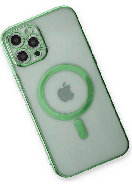 iPhone 12 Pro Kılıf Magneticsafe Lazer Silikon - Haki Yeşil fırsatları