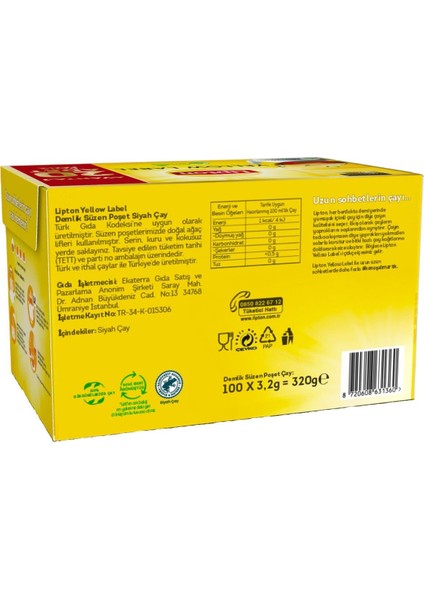 Yellow Label Demlik Poşet Çay 100LÜ + 20 Adet Hediye fırsatları