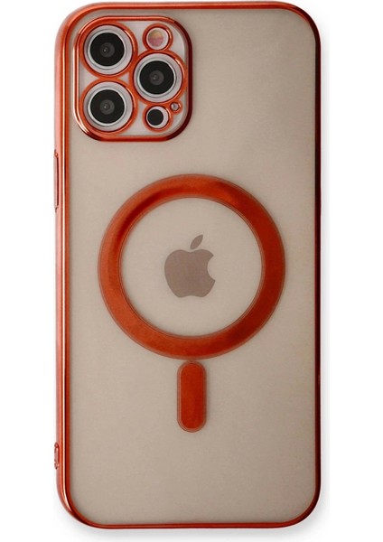 iPhone 12 Pro Kılıf Magneticsafe Lazer Silikon - Kırmızı modelleri
