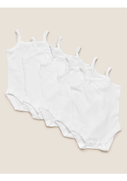 Saf Pamuklu 5'li Askılı Bodysuit (0-3 Yaş)