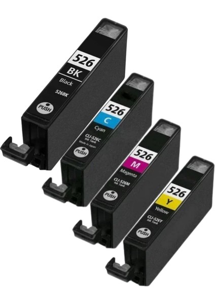 Pixma MG-5150, MG-5250,MG-5300 Yazıcı Uyumlu 4 Renk Muadil Kartuş Seti PGI-525 (PGI525) CLI-526(CLI526)
