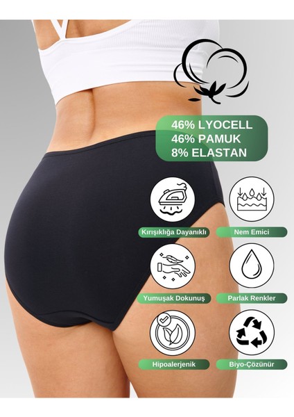 Kadın Külot, Liyosel Kumaş Külot, Rahat ve Dayanıklı Kadın Iç Çamaşırı, Lyocell 5'li Paket - Siyah, S modelleri