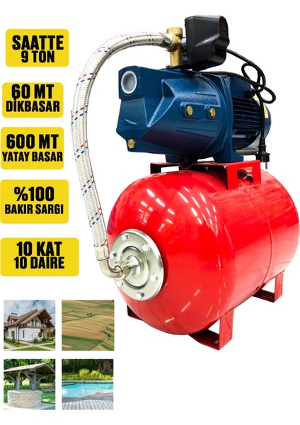 Ibeltech 50 Litre 2 Hp Bakır Sargı Jet Pompalı Elektrikli Hidrofor 10 Kat 10 Daireye Yeterli fiyatları