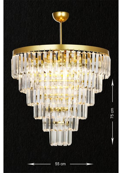 Linsa 55 Cm'lik Kristal Cam Taşlı Lüks Avize - (sarı Yaldız) fiyatları