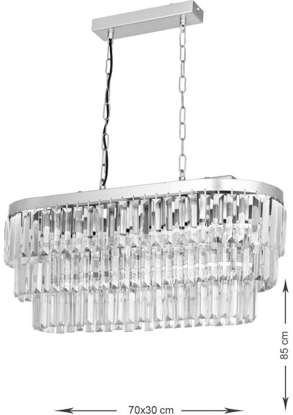 Linsa 70x30 Cm'lik Kristal Cam Taşlı Yemek Masası Üstü Lüks Avize - (gümüş Yaldız) fiyatları