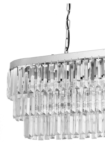 Linsa 70x30 Cm'lik Kristal Cam Taşlı Yemek Masası Üstü Lüks Avize - (gümüş Yaldız) fırsatları
