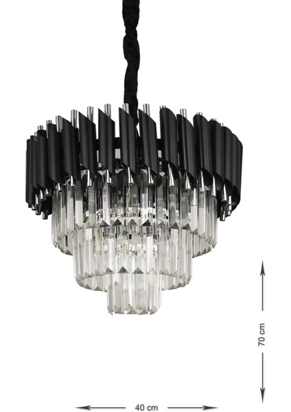 Palmira 40'lık Kristal Taşlı Lüks Avize - (siyah-krom) fiyatları