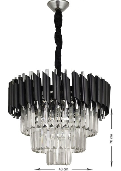 Palmira 40'lık Kristal Taşlı Lüks Avize - (siyah-krom) fırsatları