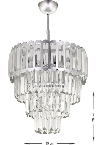Lora 35 Cm'lik Kristal Cam Taşlı Lüks Avize - (gümüş Yaldız) modelleri