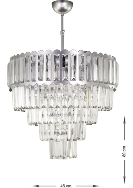 Lora 45 Cm'lik Kristal Cam Taşlı Lüks Avize - (gümüş Yaldız) fiyatları