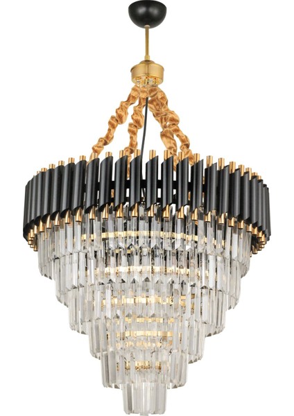 Palmira 60 Cm'lik Kristal Taşlı Lüks Avize 6'lı - (siyah-gold) modelleri