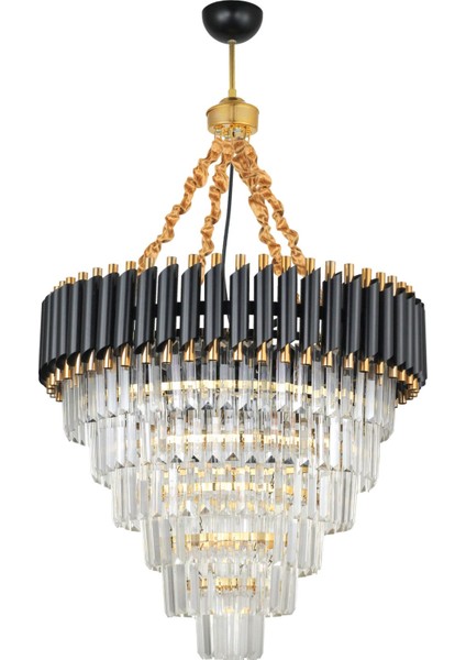 Palmira 60 Cm'lik Kristal Taşlı Lüks Avize 6'lı - (siyah-gold) fırsatları