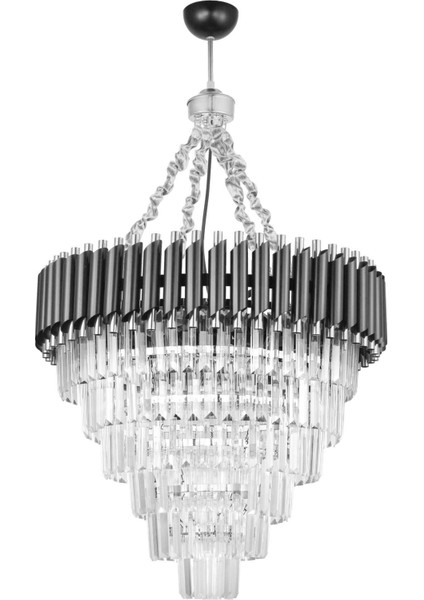 Palmira 60 Cm'lik Kristal Taşlı Lüks Avize 6'lı - (siyah-krom) modelleri