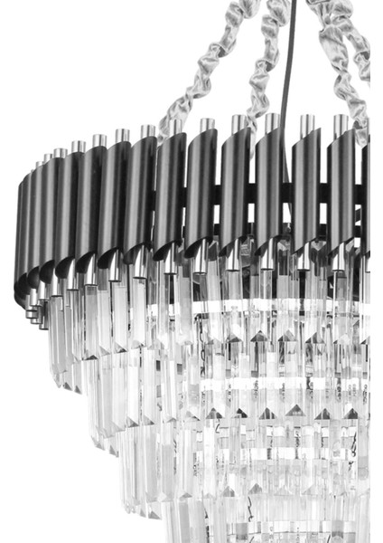 Palmira 60 Cm'lik Kristal Taşlı Lüks Avize 6'lı - (siyah-krom) fırsatları