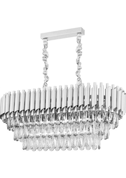 Palmira 75x35 Cm'lik 3 Katlı Prizma Kesim Kristal Taşlı Lüks Avize 6'lı - (gümüş-yaldız) modelleri