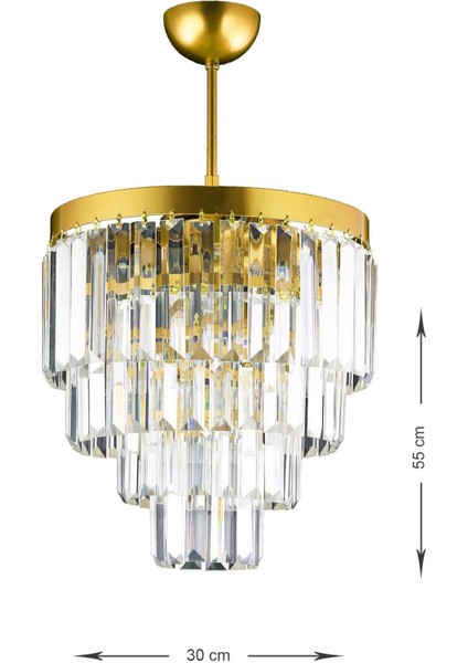 Linsa 35 Cm'lik Kristal Cam Taşlı Lüks Avize - (SARI YALDIZ)