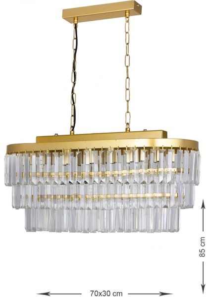 Linsa 70x30 Cm'lik Kristal Cam Taşlı Yemek Masası Üstü Lüks Avize - (sarı Yaldız) modelleri